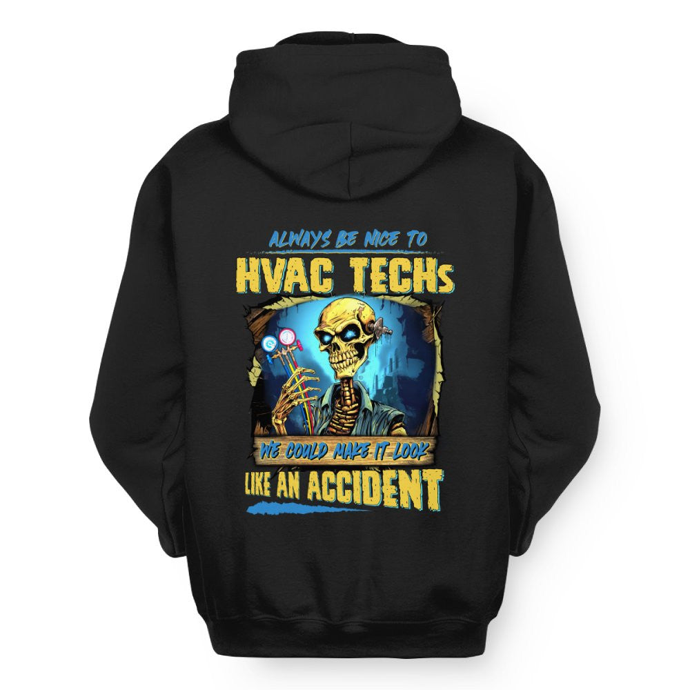 Always Be Nice HVAC Tech Apparel - Funny Skeleton T-Shirt Hoodie & More - grunx260804-0098