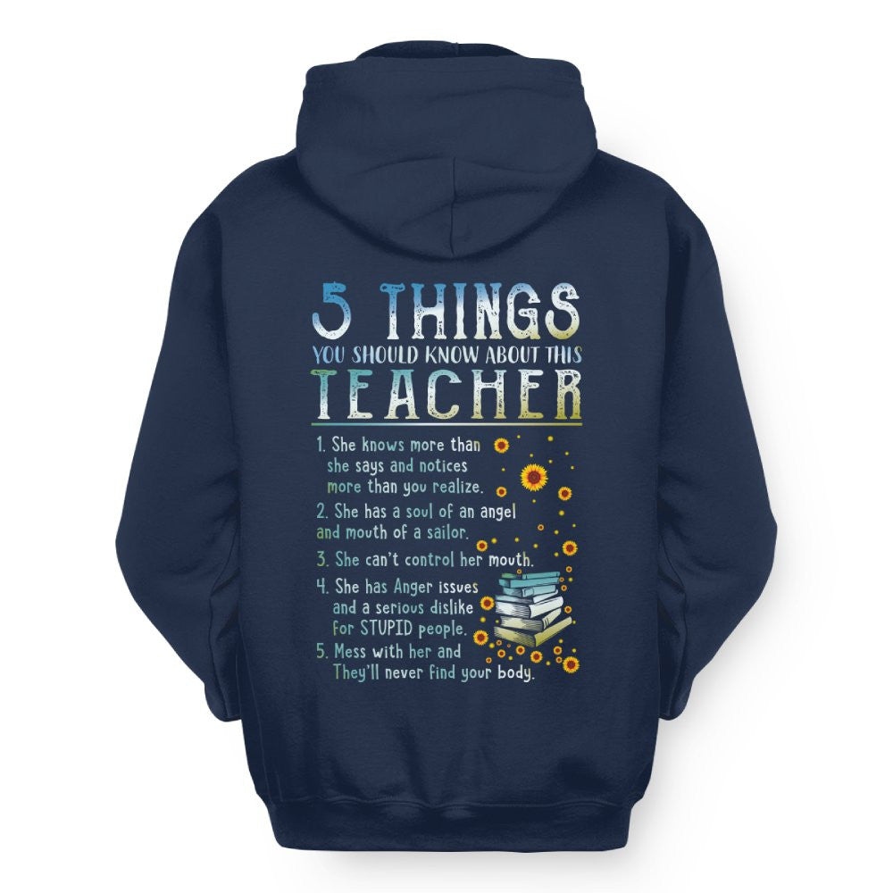 5 Things List - Bold Funny Teacher Statement T-Shirt, Hoodie & More - grunx260804-0058
