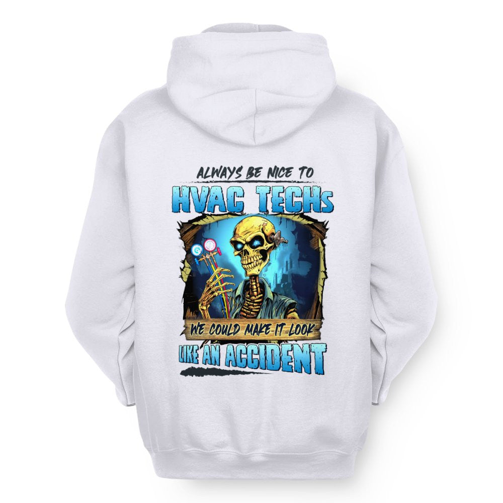 Always Be Nice HVAC Tech Apparel - Funny Skull T-Shirt, Hoodie & More - grunx260804-0099
