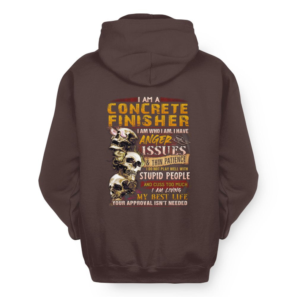 Anger Issues Concrete Finisher Apparel - Skull Attitude Tee Hoodie & More - grunx260804-0171