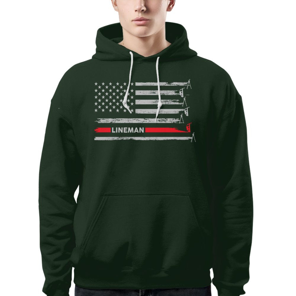 American Flag Lineman Apparel - Patriotic Utility Worker T-Shirt, Hoodie & More - grunx260804-0152