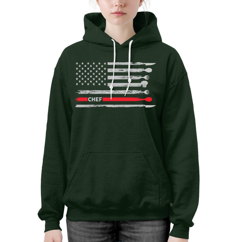 American Flag Chef Apparel - Patriotic Kitchen Crew T-Shirt, Hoodie & More - grunx260804-0143