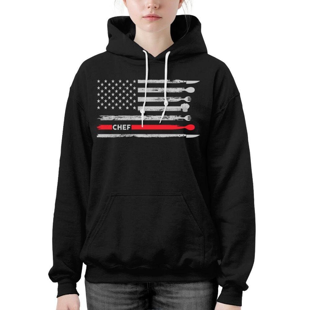 American Flag Chef Apparel - Patriotic Kitchen Crew T-Shirt, Hoodie & More - grunx260804-0143