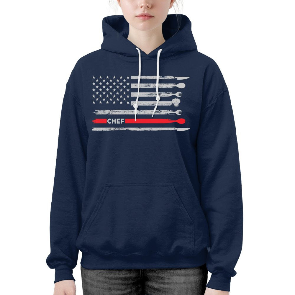 American Flag Chef Apparel - Patriotic Kitchen Crew T-Shirt, Hoodie & More - grunx260804-0143