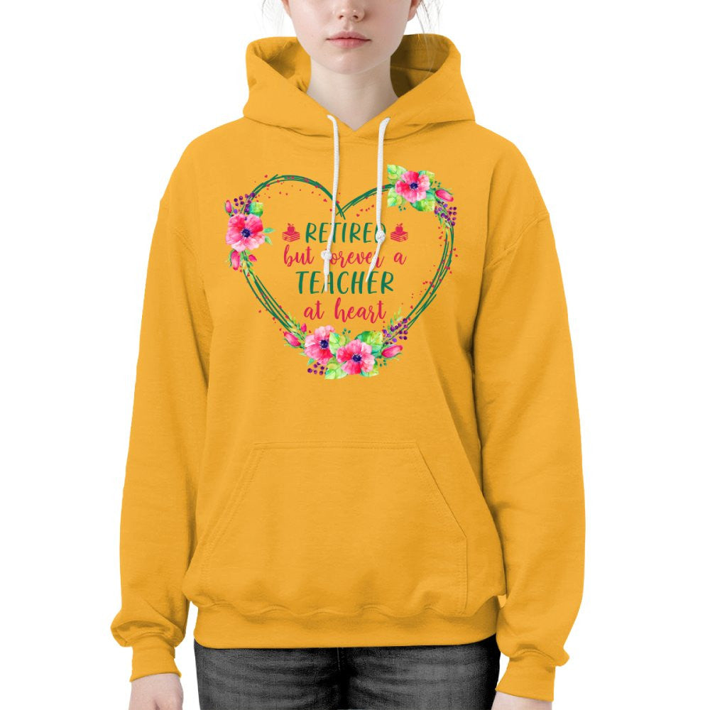 Forever A Teacher - Floral Heart Retired Educator T-Shirt, Hoodie & More - grunx260804-0227