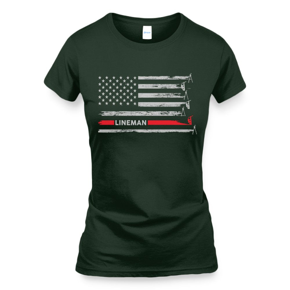 American Flag Lineman Apparel - Patriotic Utility Worker T-Shirt, Hoodie & More - grunx260804-0152