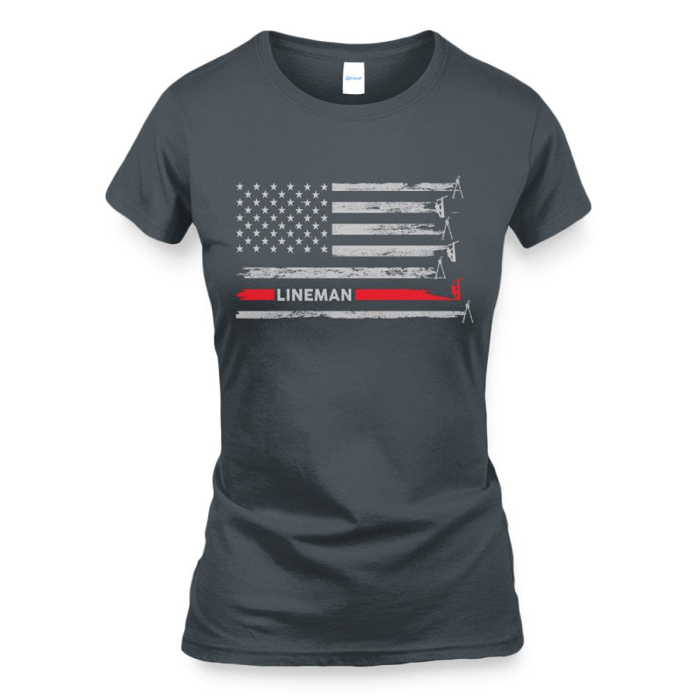 American Flag Lineman Apparel - Patriotic Utility Worker T-Shirt, Hoodie & More - grunx260804-0152