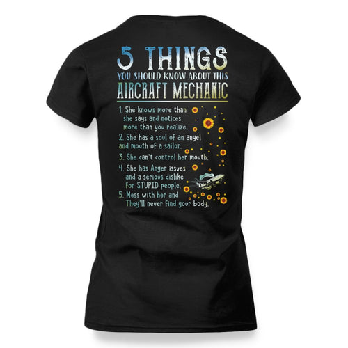 5 Things About Her - Aircraft Mechanic Female Quote T-Shirt, Hoodie & More - grunx260804-0054