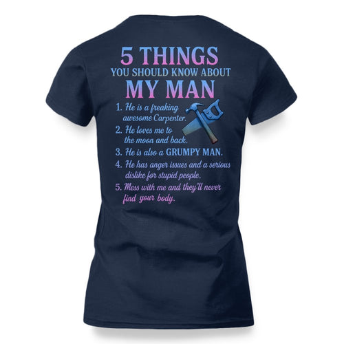 5 Things About My Man - Funny Carpenter T-Shirt, Hoodie & More - grunx260804-0003