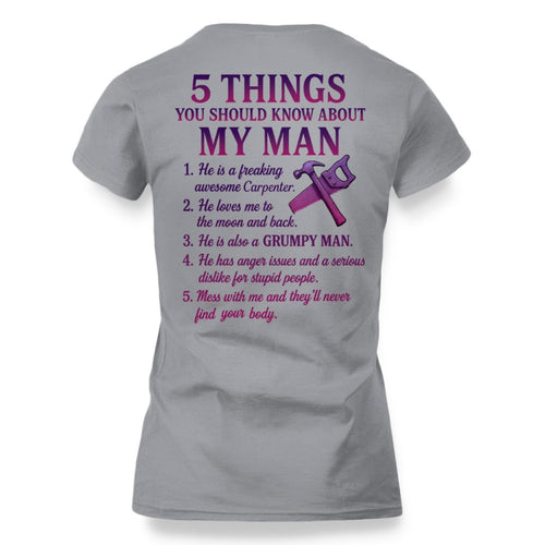 5 Things About My Carpenter Man Apparel - Funny Relationship T-Shirt, Hoodie & More - grunx260804-0001