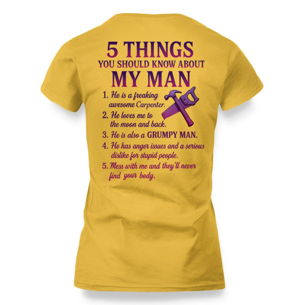 5 Things You Should Know - Carpenter Wife Funny T-Shirt, Hoodie & More - grunx260804-0041