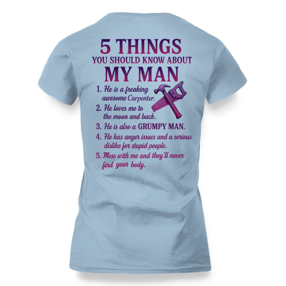 5 Things You Should Know - Carpenter Wife Funny T-Shirt, Hoodie & More - grunx260804-0041