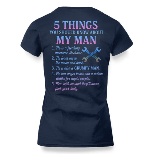 5 Things About My Man - Funny Mechanic T-Shirt, Hoodie & More - grunx260804-0004