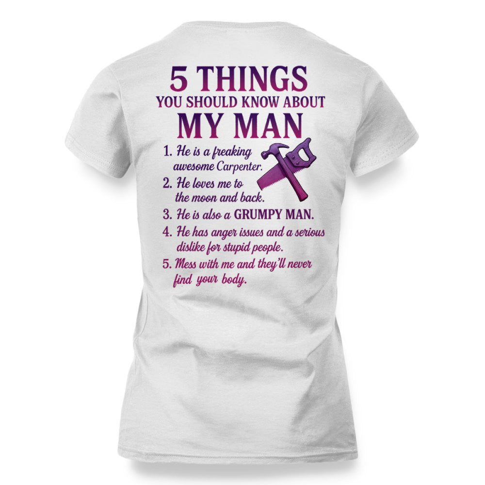5 Things You Should Know - Carpenter Wife Funny T-Shirt, Hoodie & More - grunx260804-0041