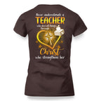 Christ Strengthens Her - Faith Teacher Gold Heart T-Shirt, Hoodie & More - grunx260804-0096