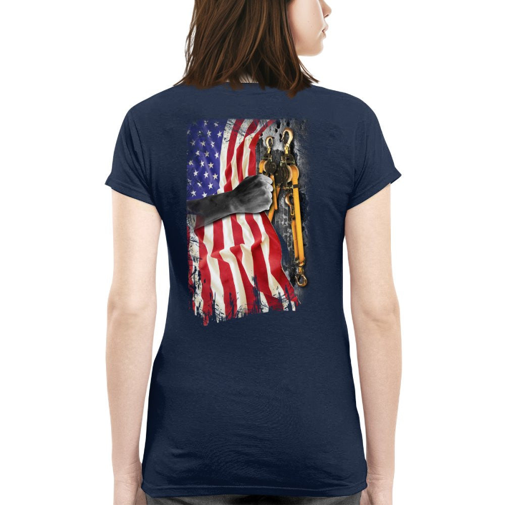 American Flag Fist Binder - Patriotic Lineman Apparel T-Shirt, Hoodie & More - grunx260804-0144