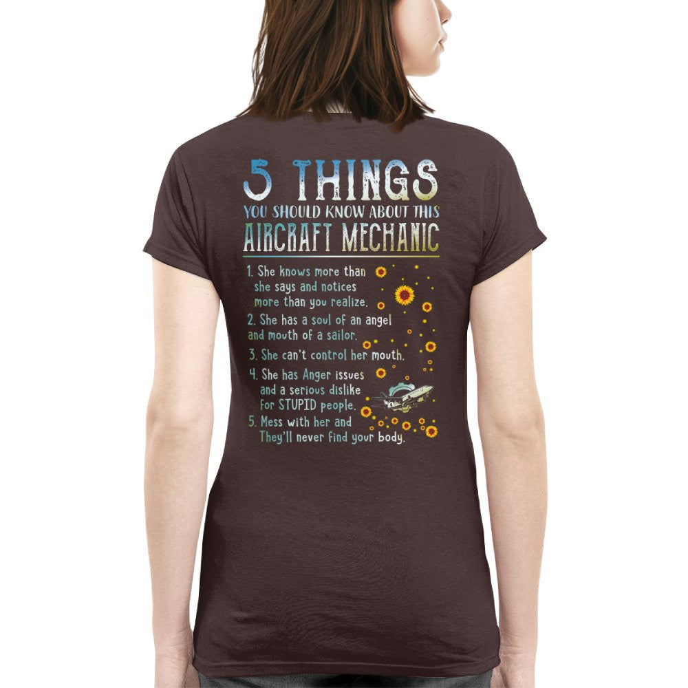5 Things About Her - Aircraft Mechanic Female Quote T-Shirt, Hoodie & More - grunx260804-0054