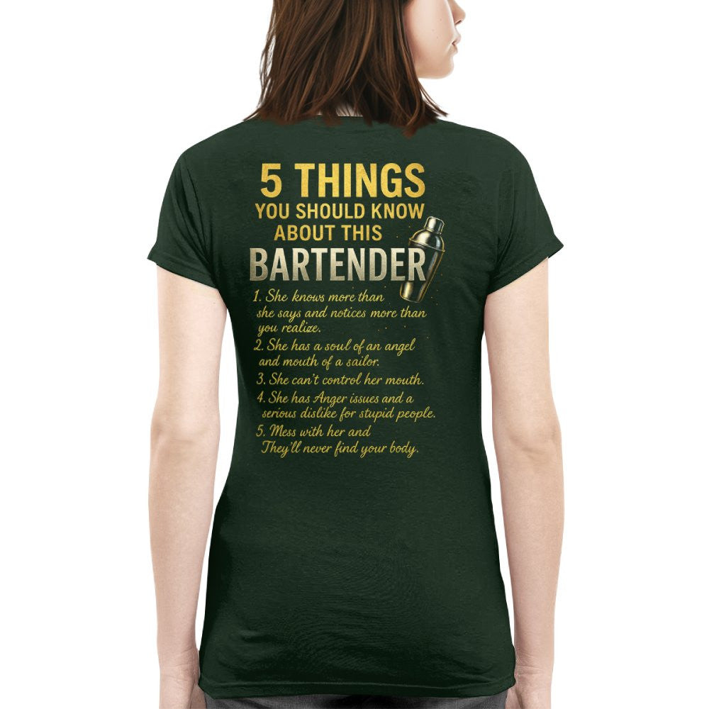 5 Things You Should Know About This Bartender - Funny Quote T-Shirt, Hoodie & More - grunx260804-0038