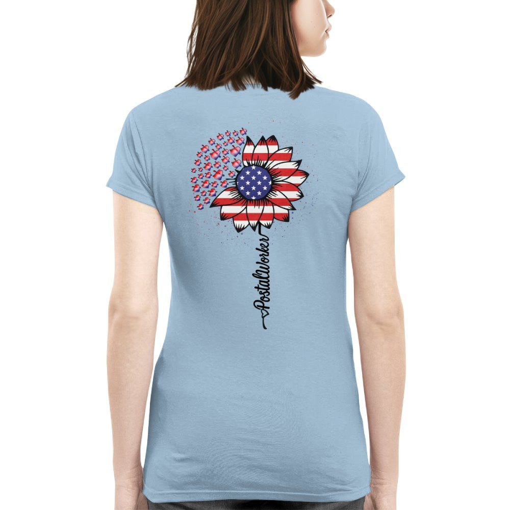 American Flag Flower Postal Worker Apparel - Patriotic T-Shirt, Hoodie & More - grunx260804-0149