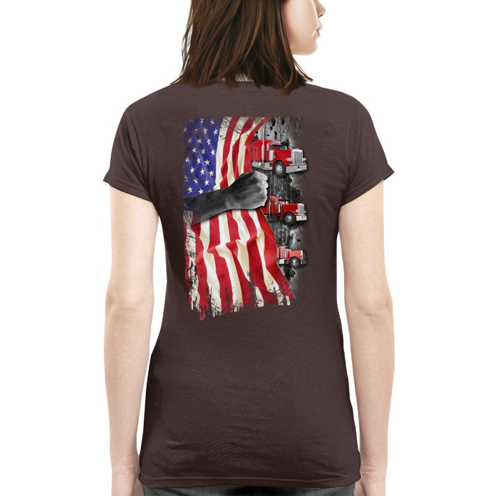 American Flag Fist Power - Patriotic Trucker Apparel T-Shirt, Hoodie & More - grunx260804-0145