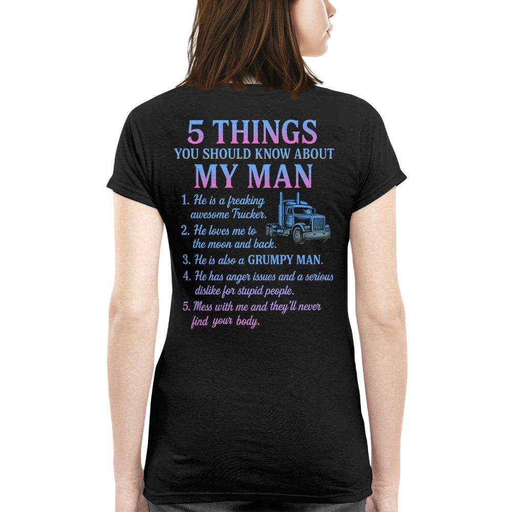 5 Things You Should Know About My Trucker - Funny Quote T-Shirt, Hoodie & More - grunx260804-0036