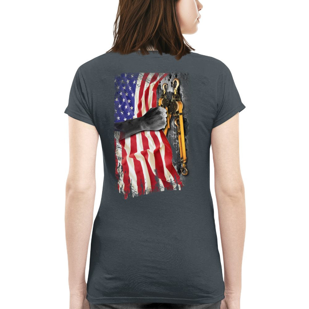 American Flag Fist Binder - Patriotic Lineman Apparel T-Shirt, Hoodie & More - grunx260804-0144