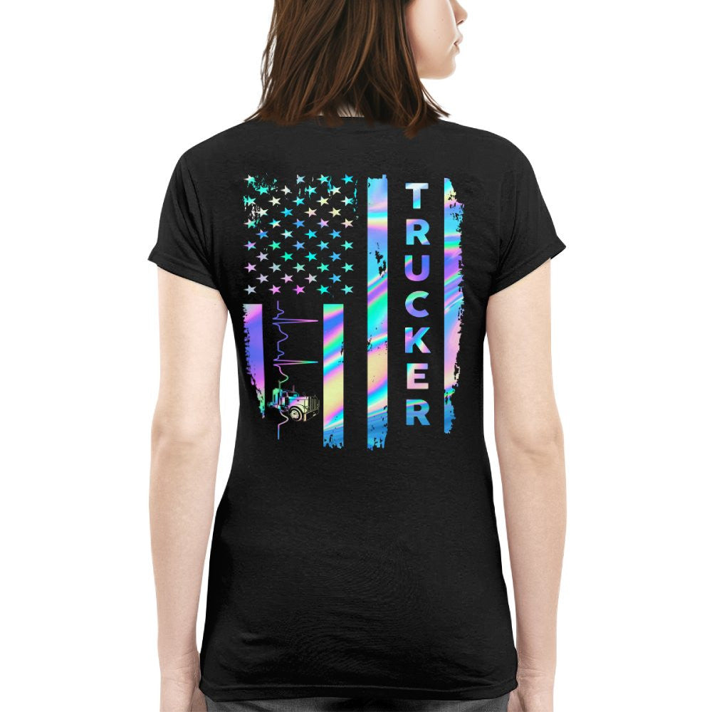 American Flag Holographic - Trucker Pride T-Shirt Hoodie & More - grunx260804-0151
