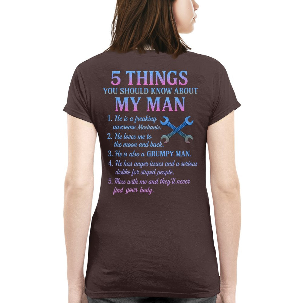 5 Things About My Man - Funny Mechanic T-Shirt, Hoodie & More - grunx260804-0004