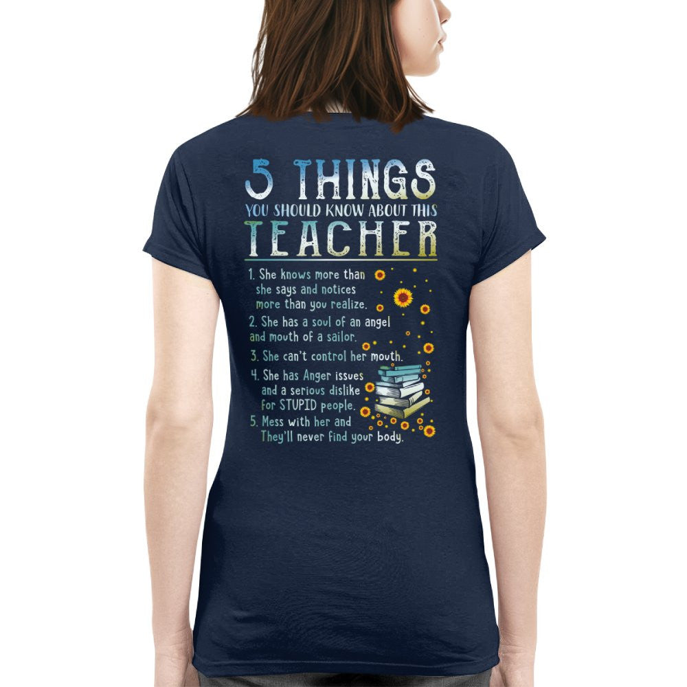 5 Things List - Bold Funny Teacher Statement T-Shirt, Hoodie & More - grunx260804-0058