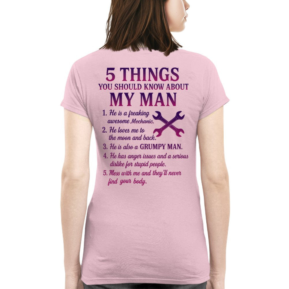 5 Things You Should Know - Mechanic Wife Funny T-Shirt, Hoodie & More - grunx260804-0046