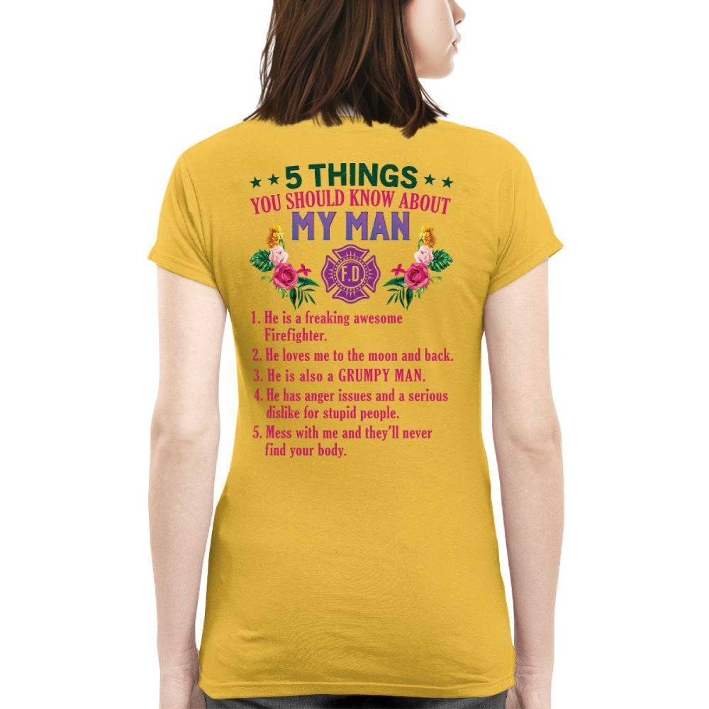5 Things You Should Know - Firefighter Husband Humor T-Shirt, Hoodie & More - grunx260804-0042
