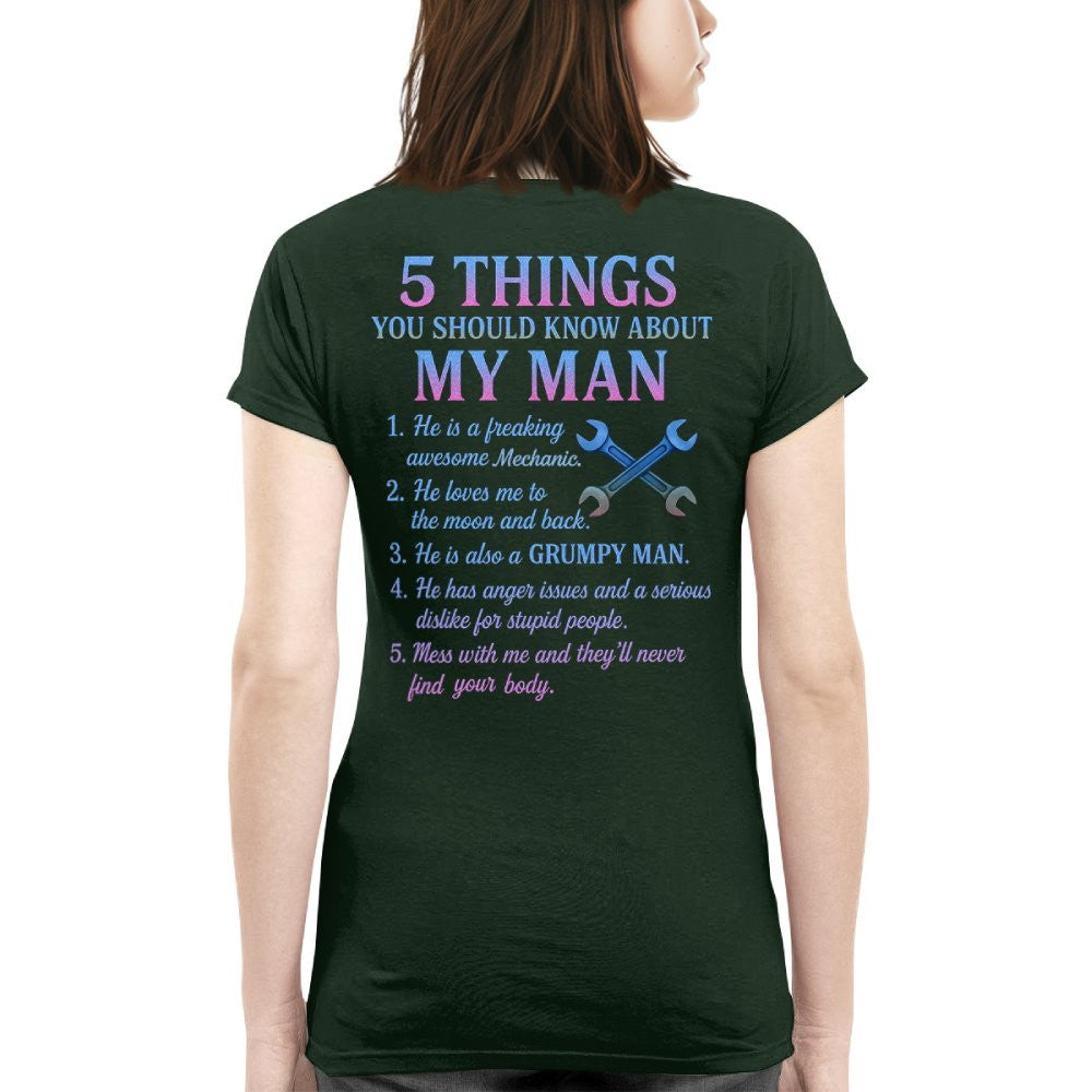 5 Things About My Man - Funny Mechanic T-Shirt, Hoodie & More - grunx260804-0004