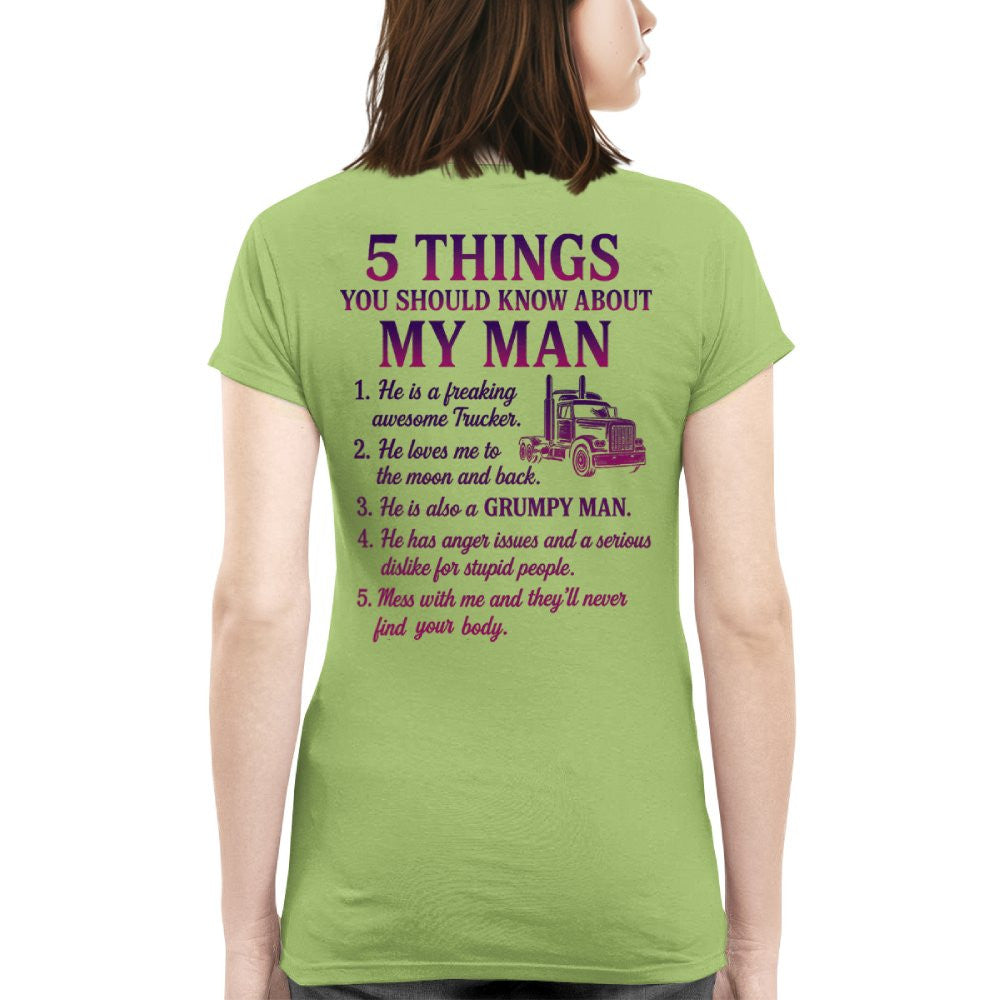 5 Things About My Trucker Man Apparel - Funny Relationship T-Shirt, Hoodie & More - grunx260804-0015