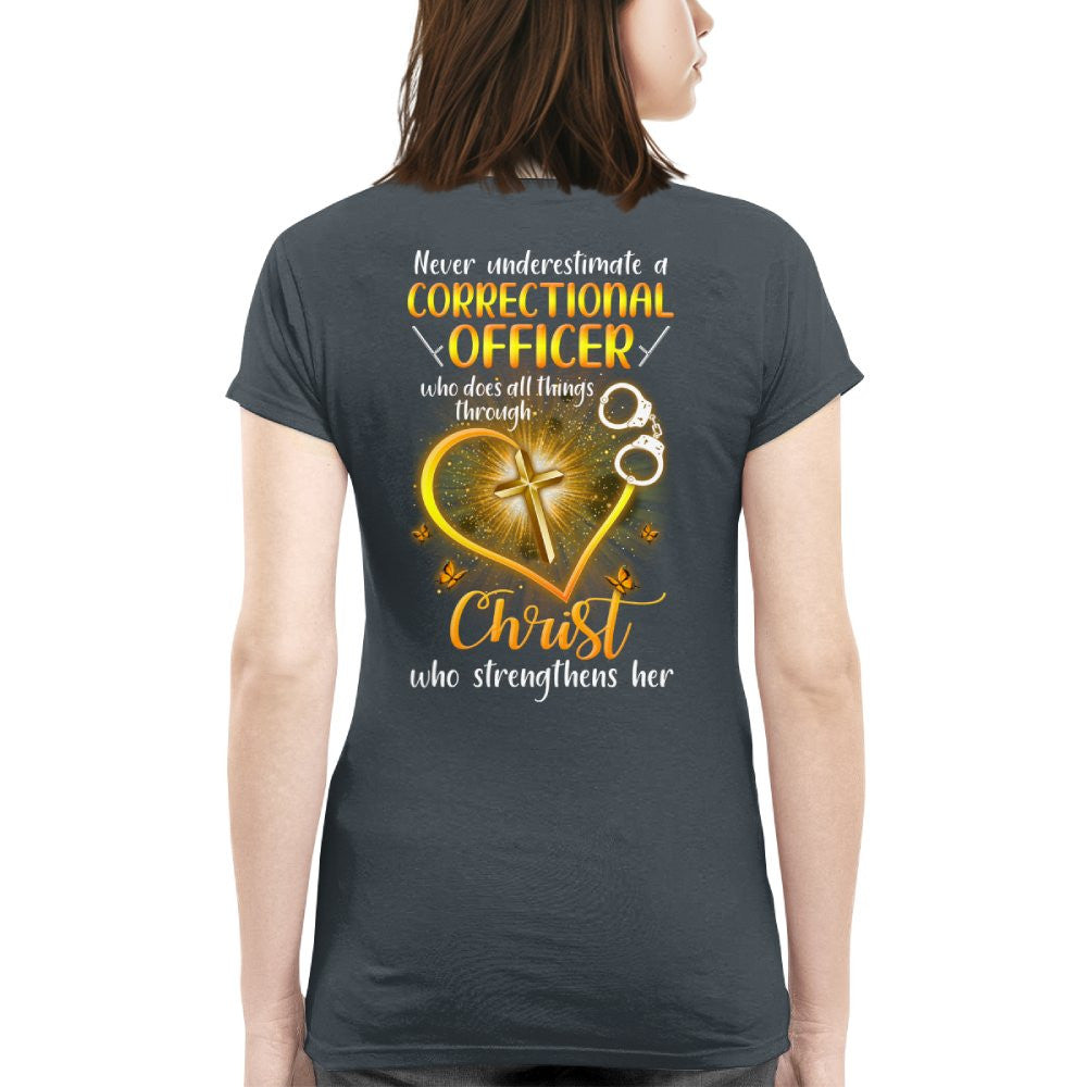 Faith & Strength - Correctional Officer Christ Quote T-Shirt, Hoodie & More - grunx260804-0094