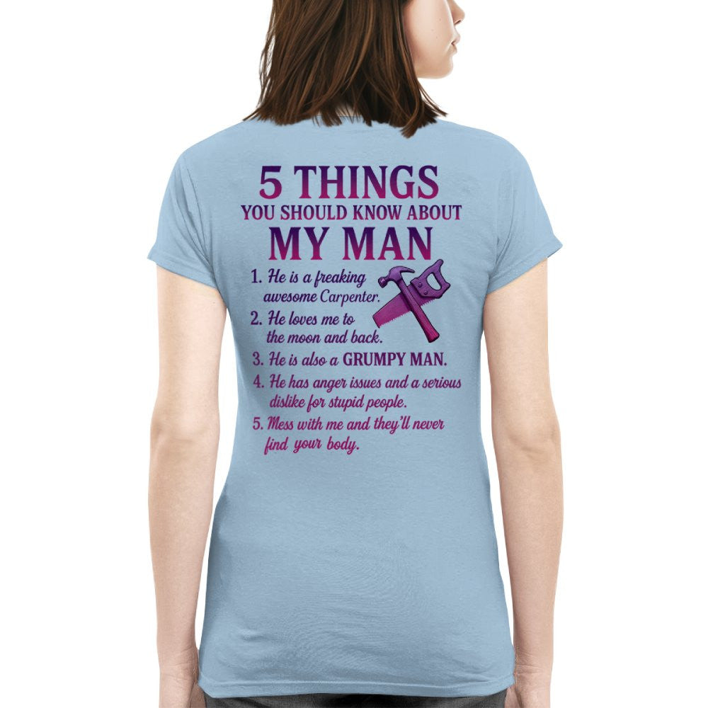 5 Things About My Carpenter Man Apparel - Funny Relationship T-Shirt, Hoodie & More - grunx260804-0001