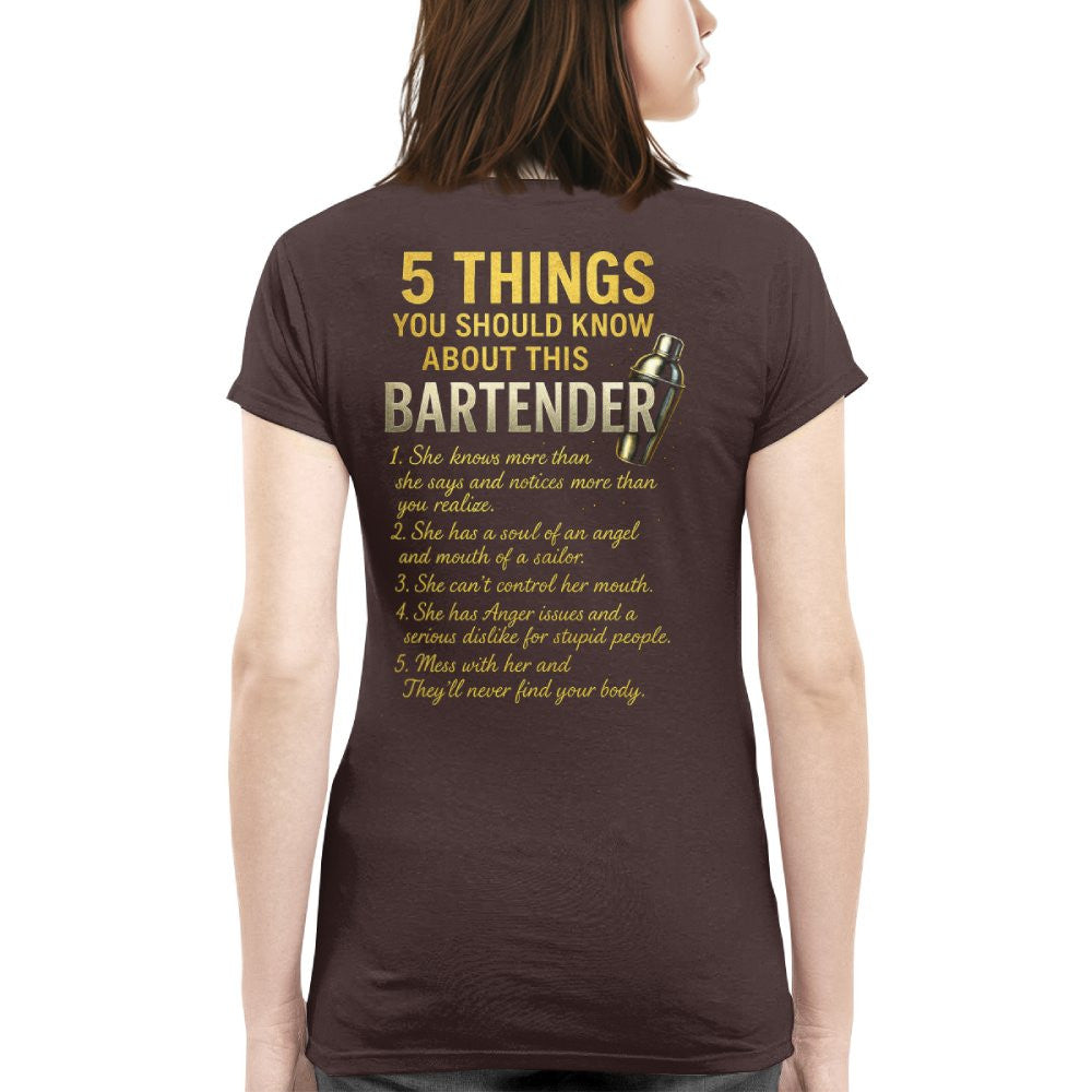 5 Things You Should Know About This Bartender - Funny Quote T-Shirt, Hoodie & More - grunx260804-0038