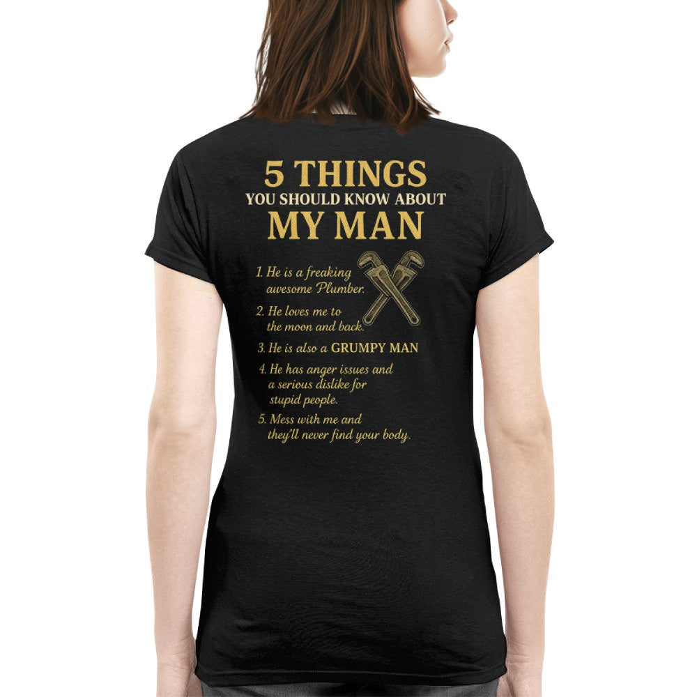 5 Things You Should Know About My Plumber - Funny Quote T-Shirt, Hoodie & More - grunx260804-0034