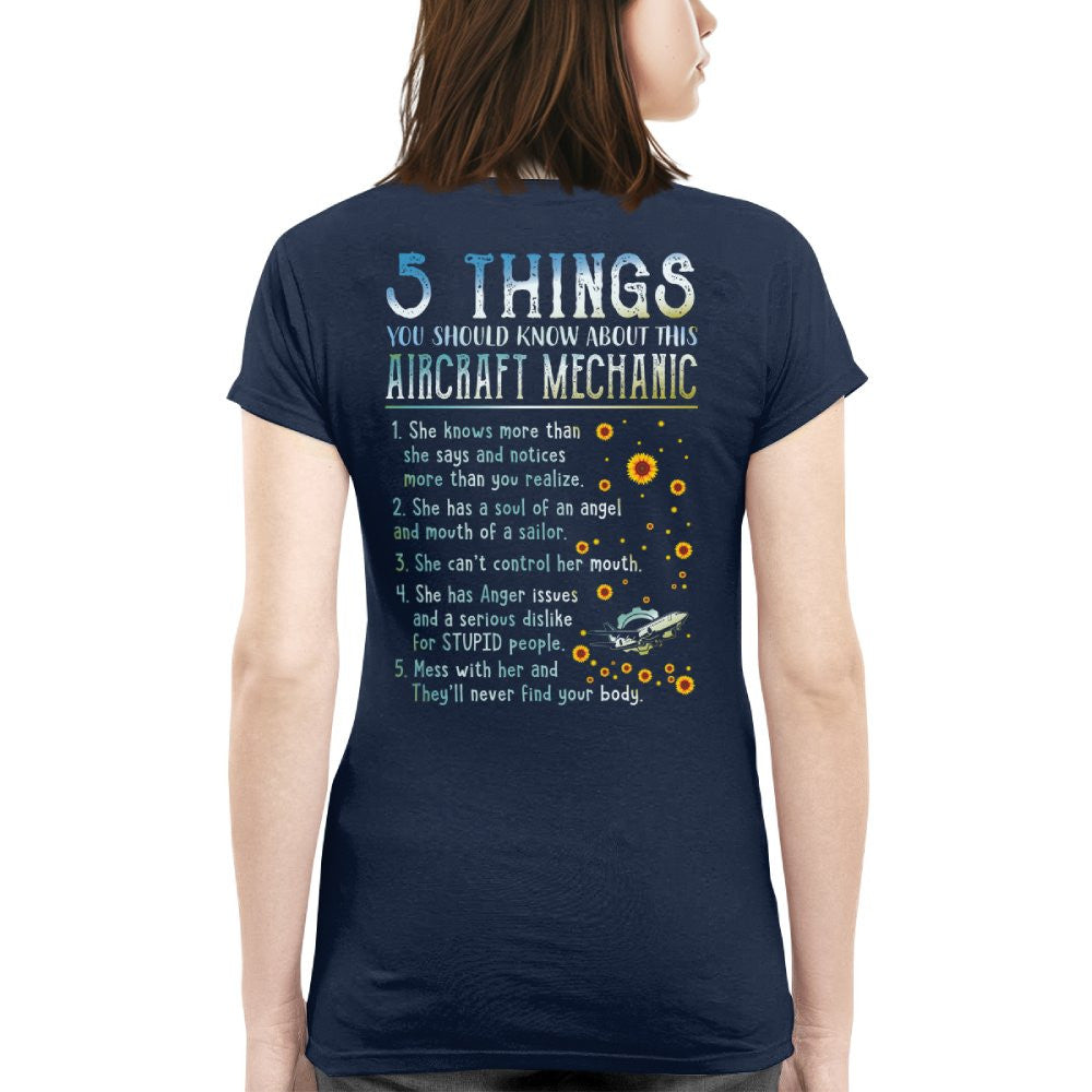 5 Things About Her - Aircraft Mechanic Female Quote T-Shirt, Hoodie & More - grunx260804-0054
