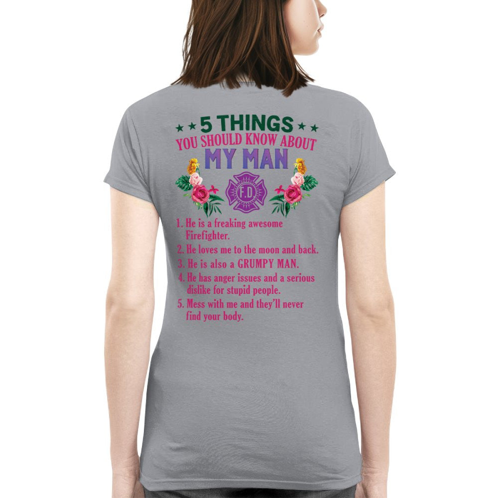 5 Things You Should Know - Firefighter Husband Humor T-Shirt, Hoodie & More - grunx260804-0042