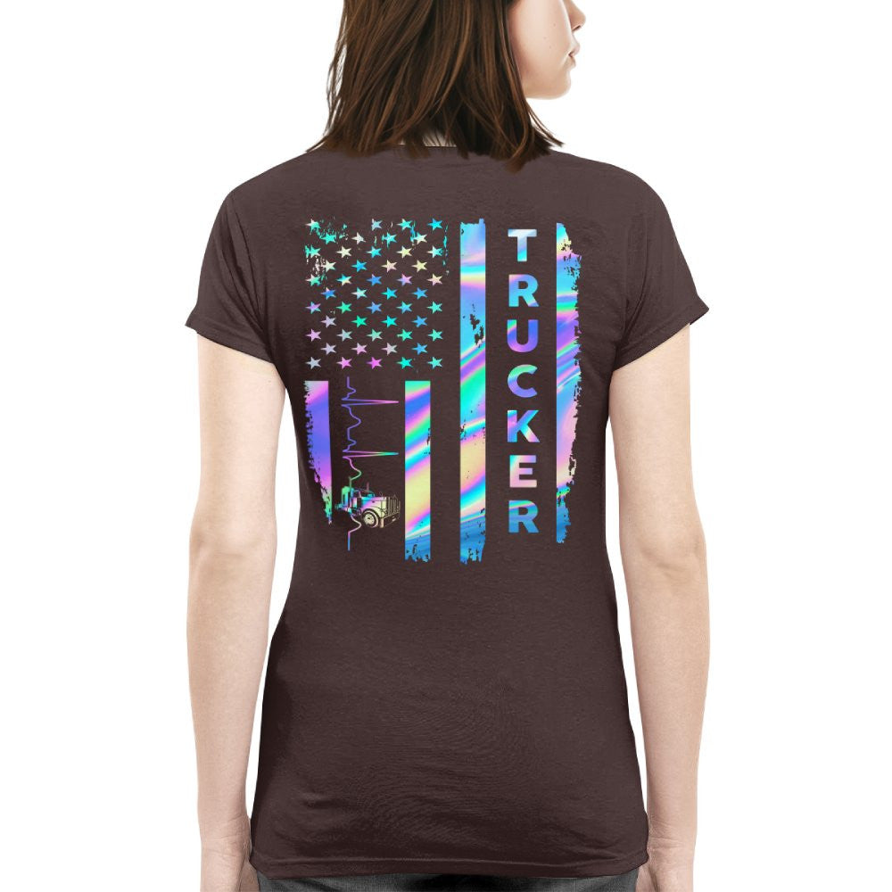 American Flag Holographic - Trucker Pride T-Shirt Hoodie & More - grunx260804-0151