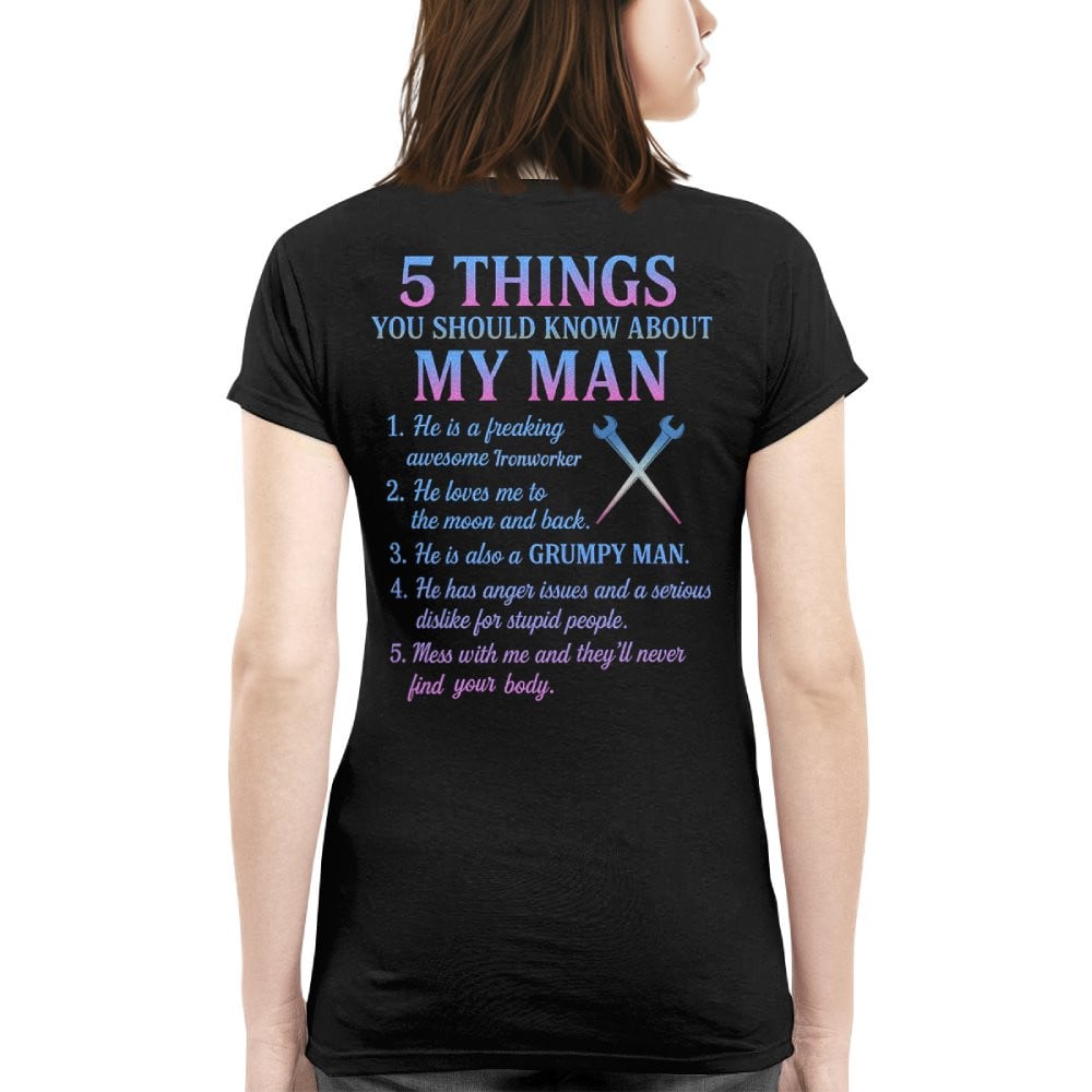 5 Things You Should Know About My Man - Ironworker Funny T-Shirt Hoodie & More - grunx260804-0031