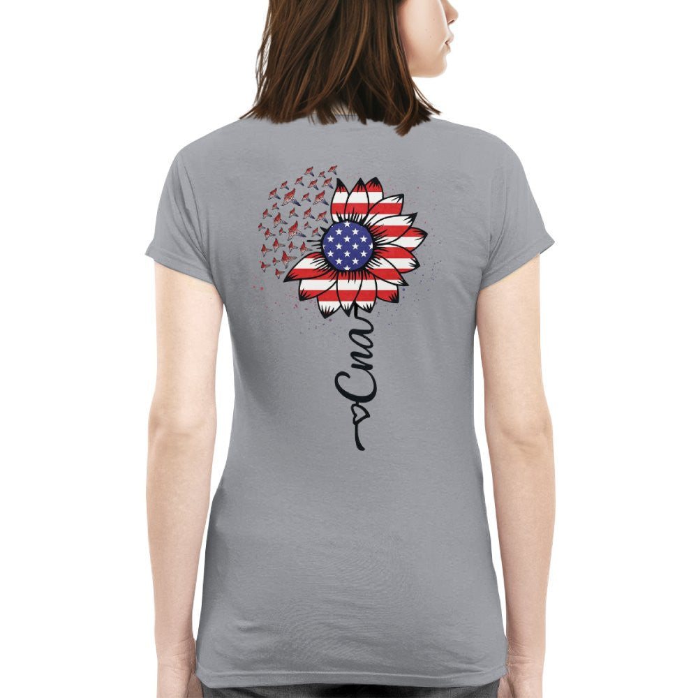 American Flag Flower CNA Apparel - Patriotic Heartbeat T-Shirt, Hoodie & More - grunx260804-0147
