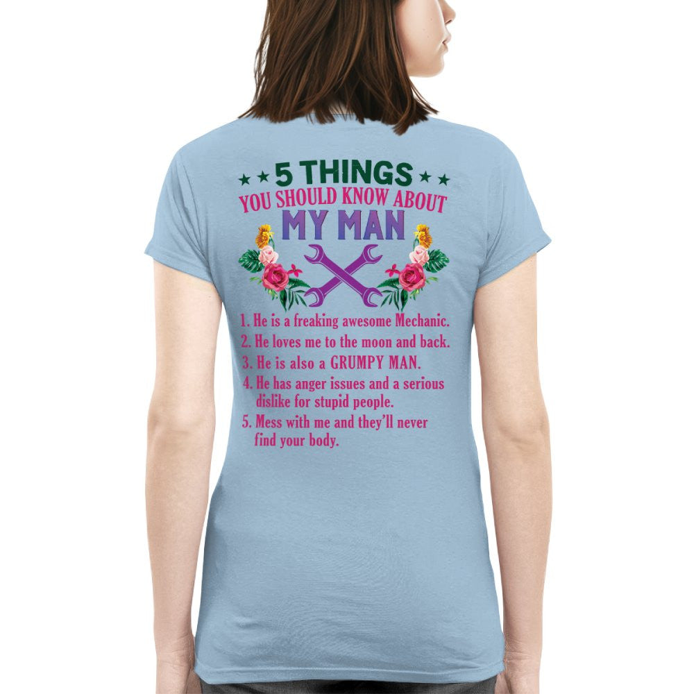 5 Things You Should Know - Mechanic Husband Humor T-Shirt, Hoodie & More - grunx260804-0045