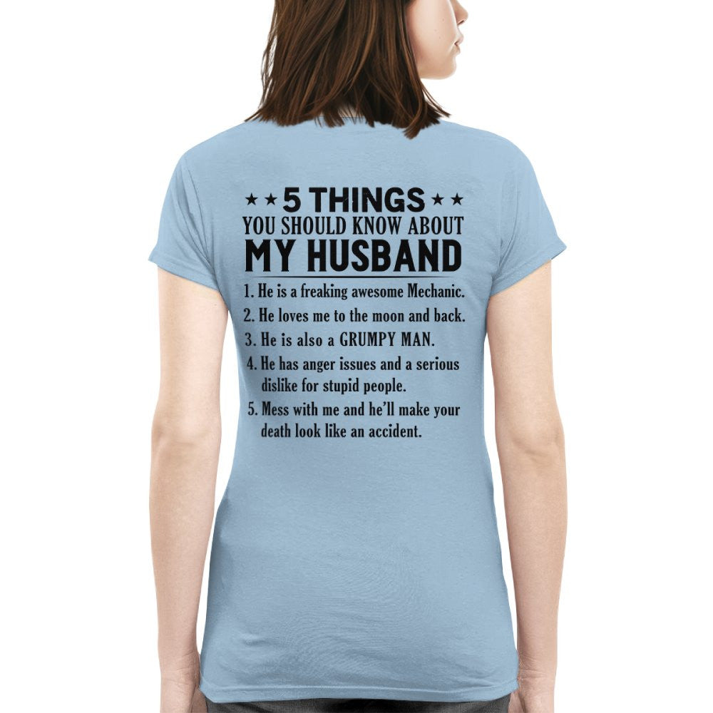 5 Things You Should Know About My Husband Mechanic Apparel - Funny Gift T-Shirt, Hoodie & More - grunx260804-0024