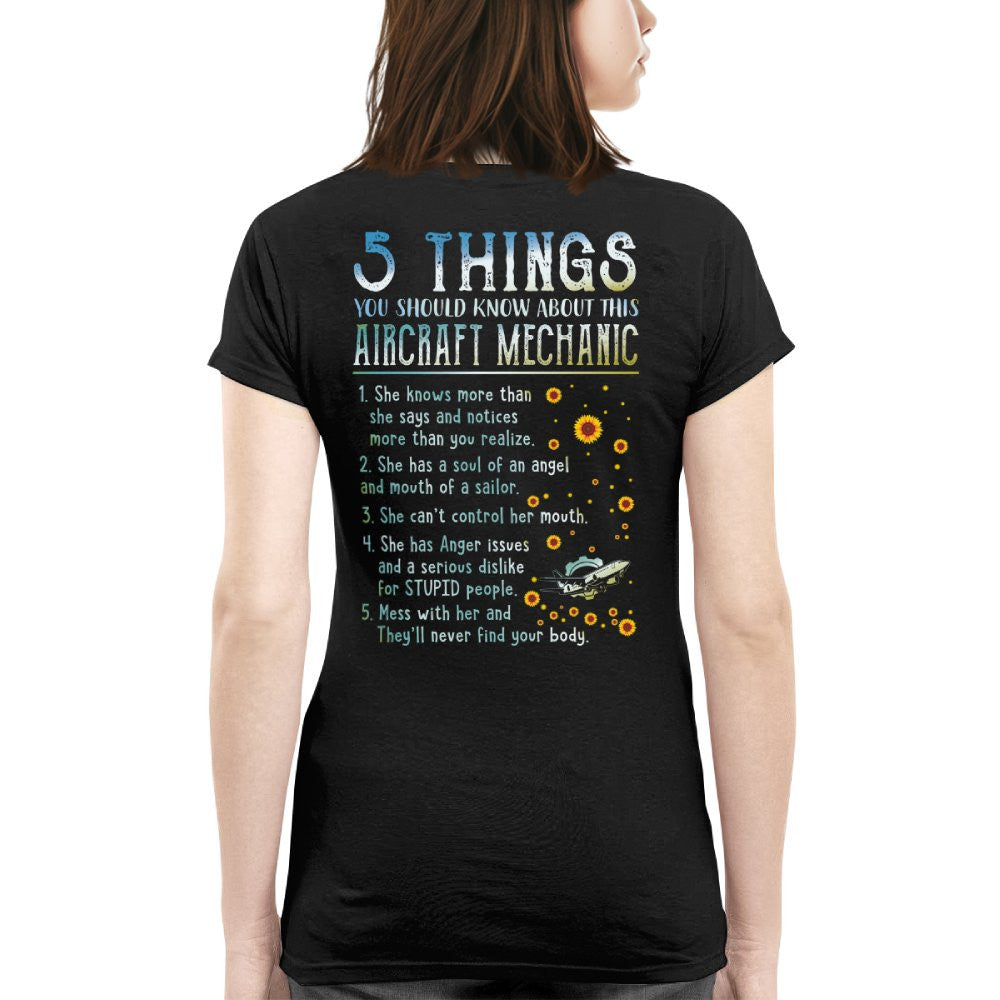 5 Things About Her - Aircraft Mechanic Female Quote T-Shirt, Hoodie & More - grunx260804-0054