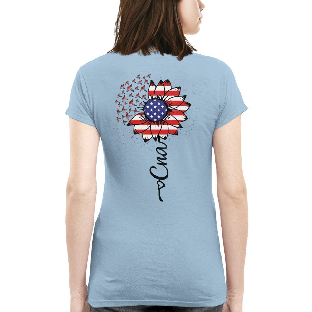 American Flag Flower CNA Apparel - Patriotic Heartbeat T-Shirt, Hoodie & More - grunx260804-0147