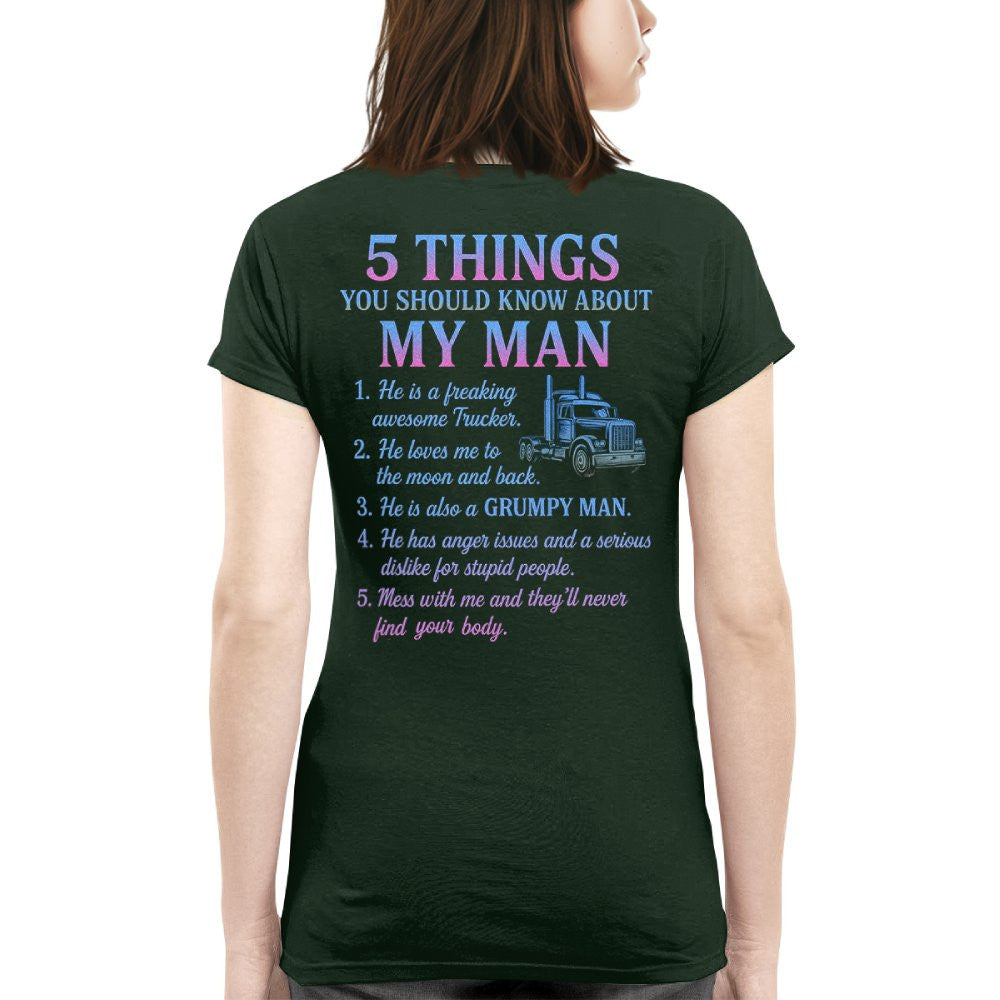 5 Things You Should Know About My Trucker - Funny Quote T-Shirt, Hoodie & More - grunx260804-0036