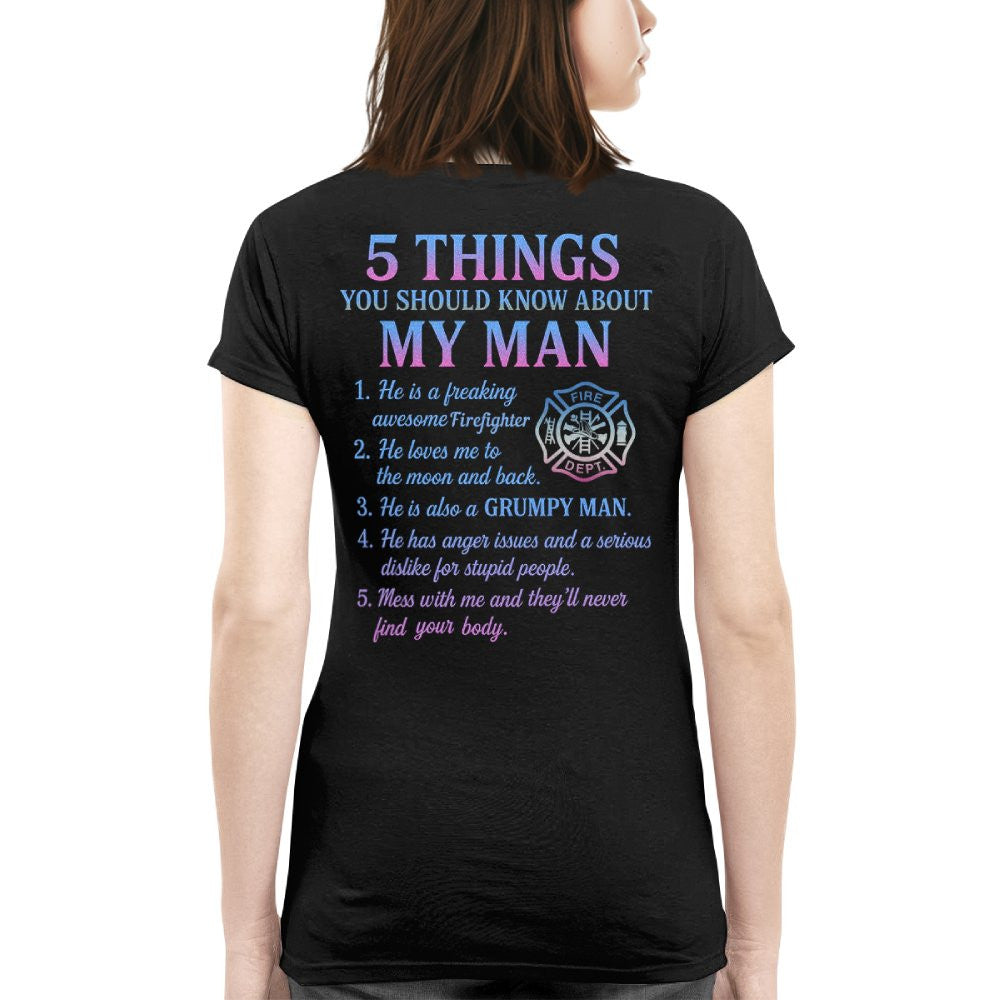 5 Things You Should Know About My Man - Firefighter Funny T-Shirt Hoodie & More - grunx260804-0027