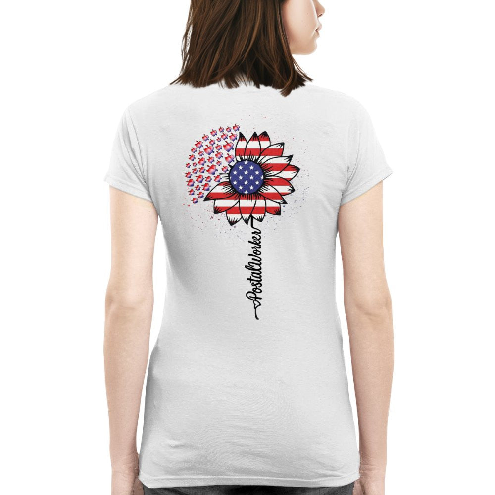American Flag Flower Postal Worker Apparel - Patriotic T-Shirt, Hoodie & More - grunx260804-0149