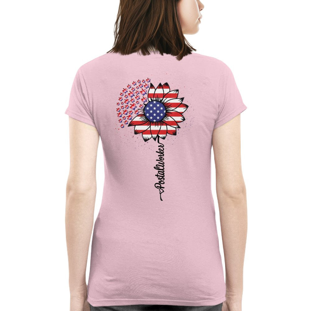 American Flag Flower Postal Worker Apparel - Patriotic T-Shirt, Hoodie & More - grunx260804-0149